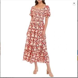 BETSEY JOHNSON Strawberry Fields Tiered Smocked Maxi Dress